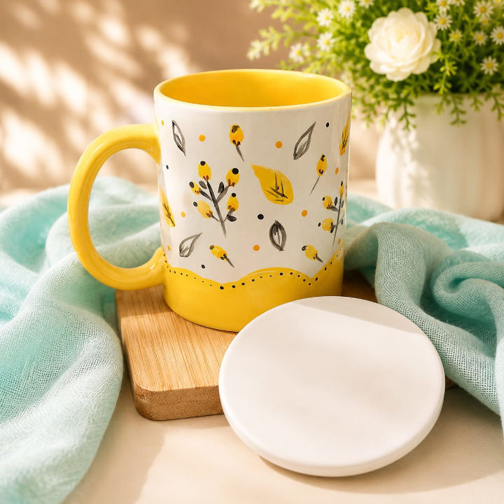 Caneca com Pintura Manual Botão Amarelo - Imagem 6