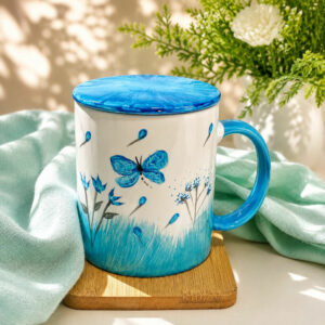 Caneca com Pintura Manual Borboleta